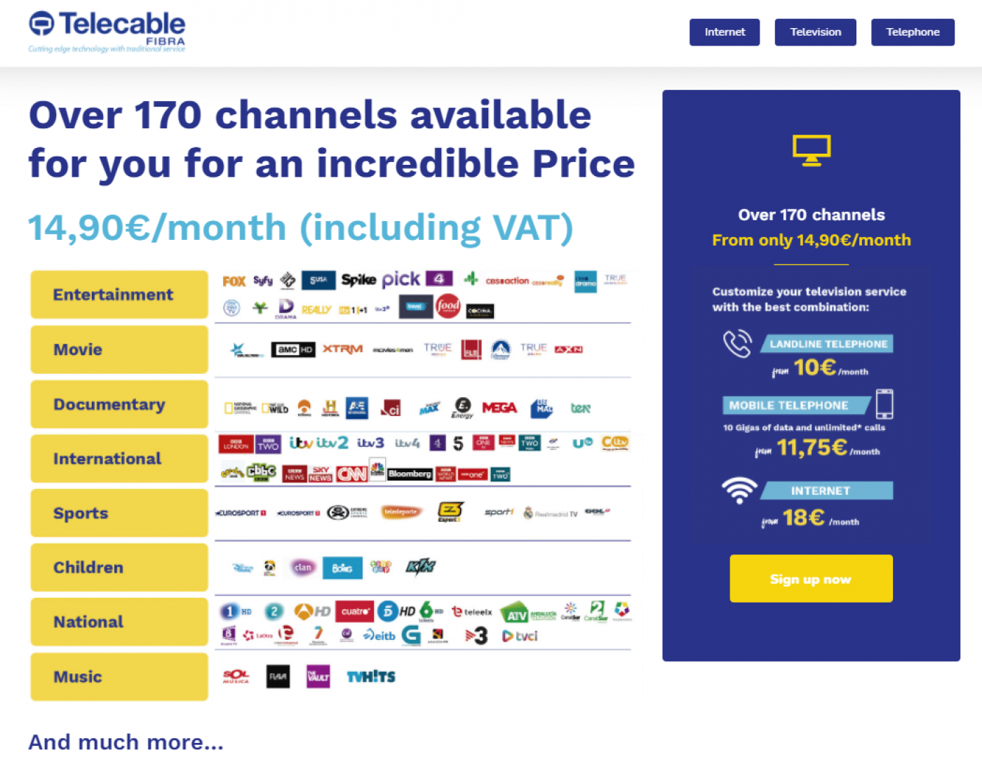 Excom / Telecable top value internet, telephone and television Alicante province and Murcia