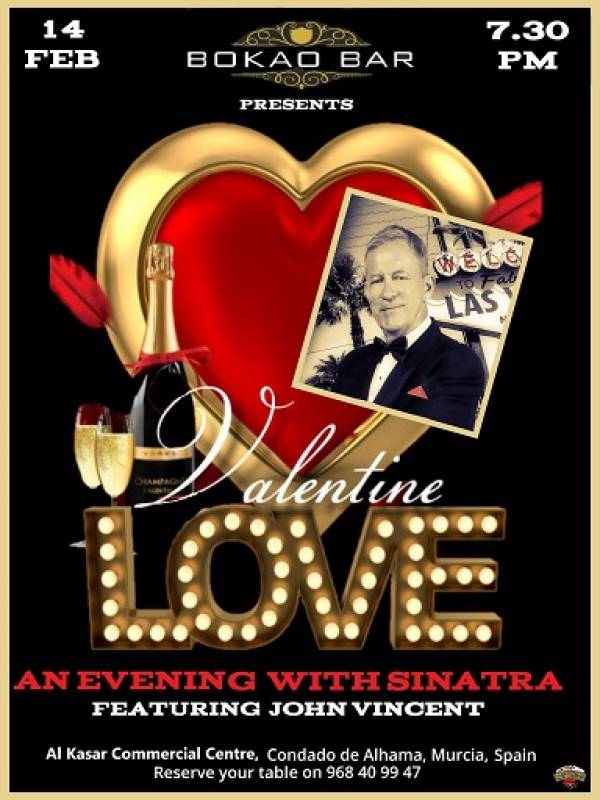 February 14 Valentines night dinner with Sinatra at the Bokao Bar, Condado de Alhama Golf Resort