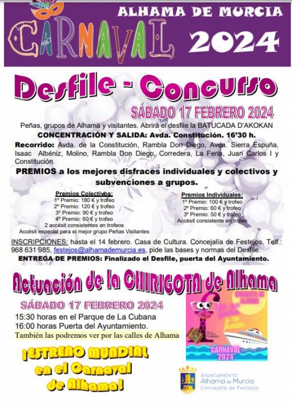 February 9-18 Alhama de Murcia Carnival schedule 2024
