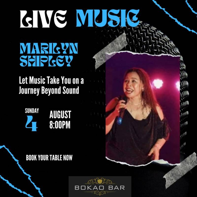 August 4 Marilyn Shipley appearing at the Bokao Bar Condado de Alhama Golf Resort