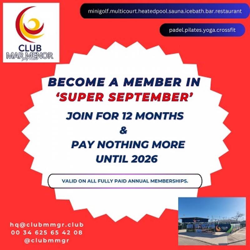 Join Club Mar Menor Golf Resort in September and pay nothing more until 2026!