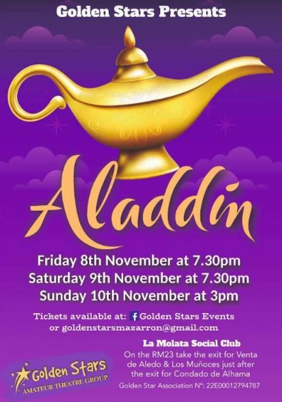 November 8, 9 and 10 Aladdin pantomime near Camposol