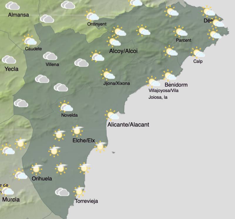 Alicante weather forecast October 21-25