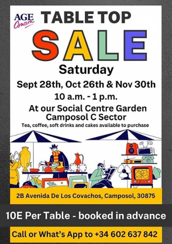 November 30 Age Concern Table Top Sale Extravaganza