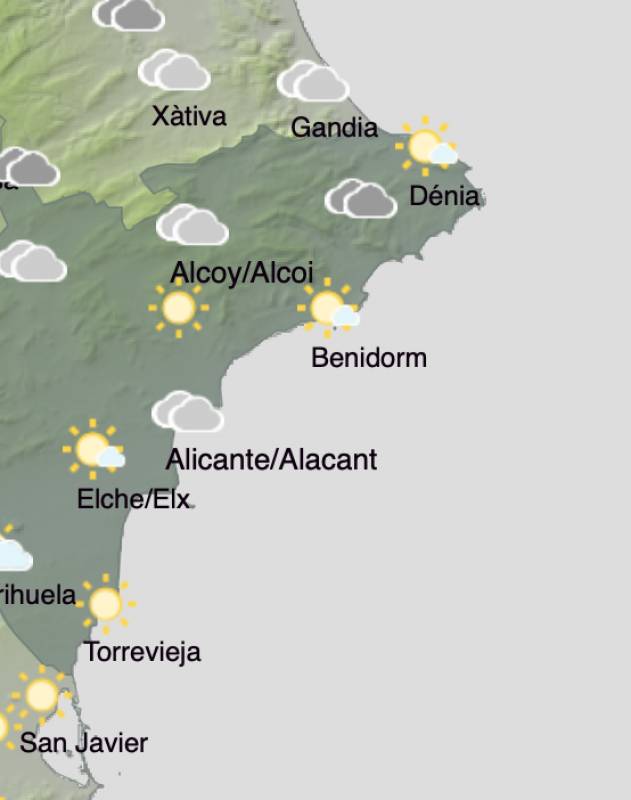 Alicante weather forecast December 27-29: Mild and dry this weekend