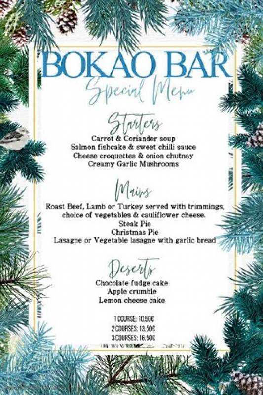 December 29 Special Sunday Lunch menu at the Bokao Bar, Condado de Alhama Golf Resort