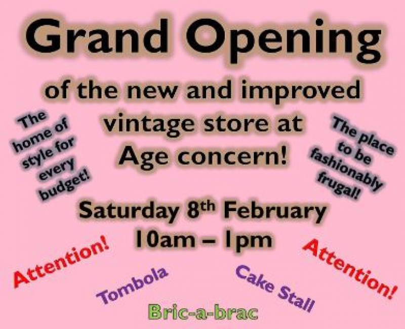 February 8 Grand opening of new and improved vintage store at Age Concern, Camposol