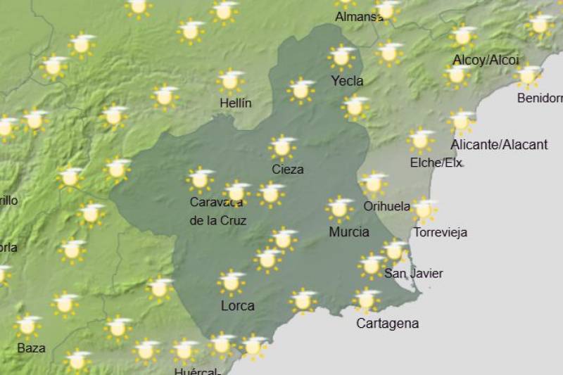 Murcia weekly weather forecast February 24-March 2: Another warm and sunny week... until the weekend!