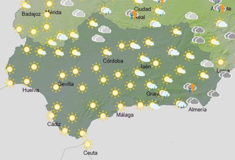 Andalucía weekend weather forecast May 15–18: Sunshine dominates, with a few showers in the east