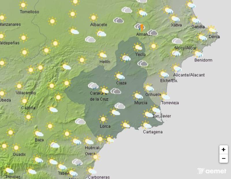 Showers and even some thunderstorms: Murcia weather forecast August 21-24