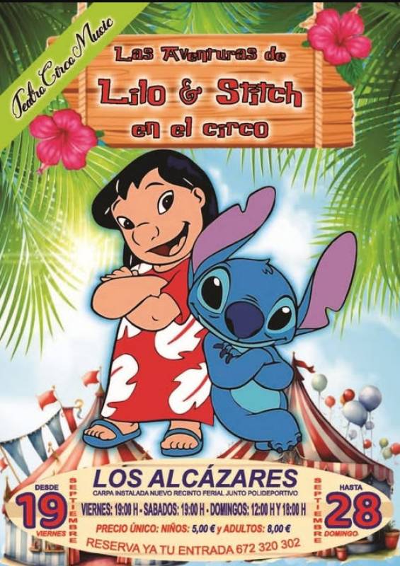 September 19 to 28 Weekend Lilo & Stitch shows for youngsters in Los Alcázares