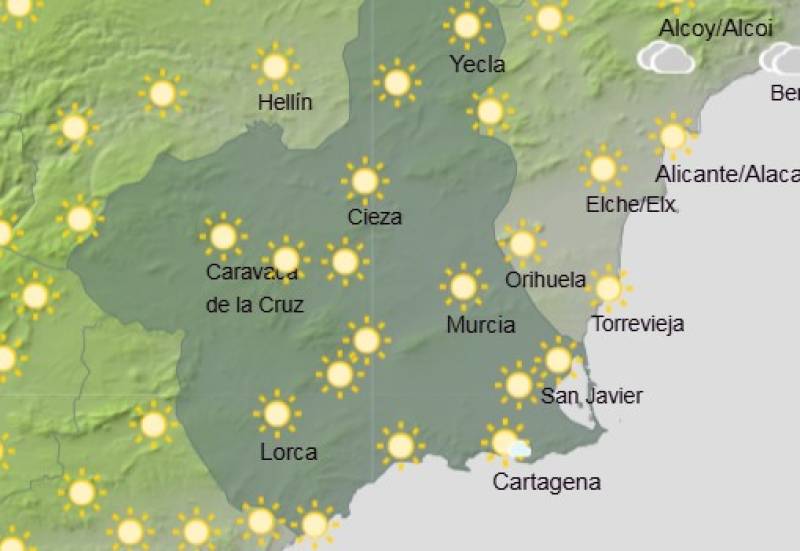 Frosty mornings and mild afternoons: Murcia weather forecast November 20-23