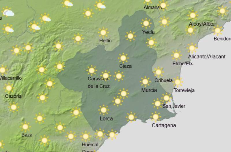 Up to 24 degrees in Murcia again this bank holiday weekend: Weather forecast December 4-8