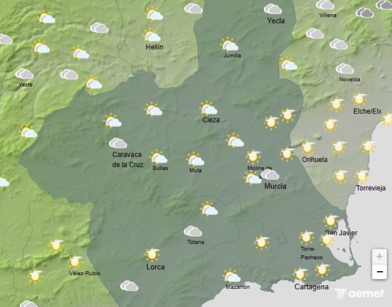 Warmer temperatures after the storms: Murcia weather forecast Dec 29-Jan 4