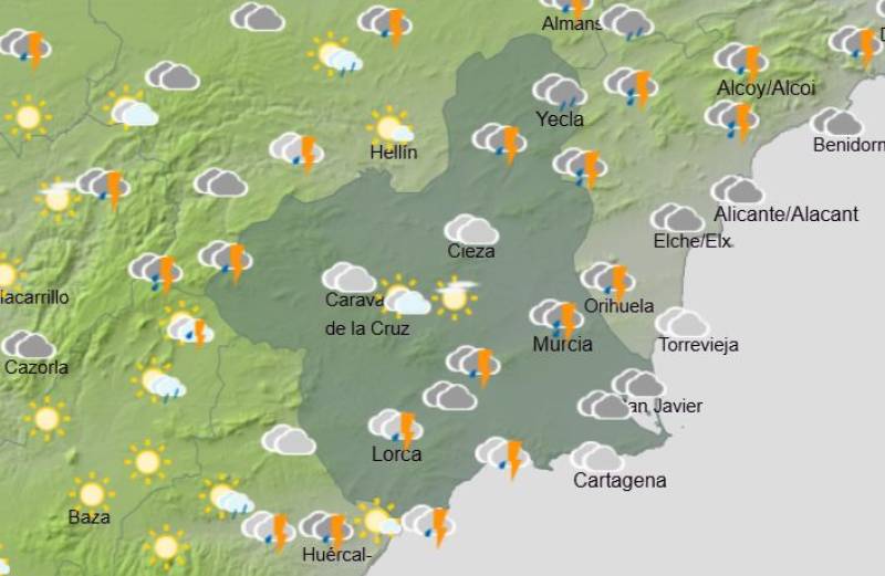 Weather warnings for rain, storms and hail across Murcia: Weekend forecast May 7-10