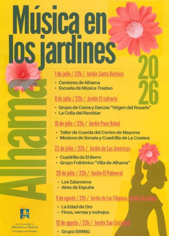 August 12 Free open-air concert in the Jardín San Cristóbal in Alhama de Murcia
